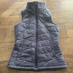 The North Face TNF Navy Striped Zip Puffer Vest Women's Size Small RN61661
